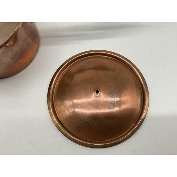 Antique Swedish Copper Ware Cooking Pot with Lid 8 inches Long x 2 Inches High - Picture 7 of 12